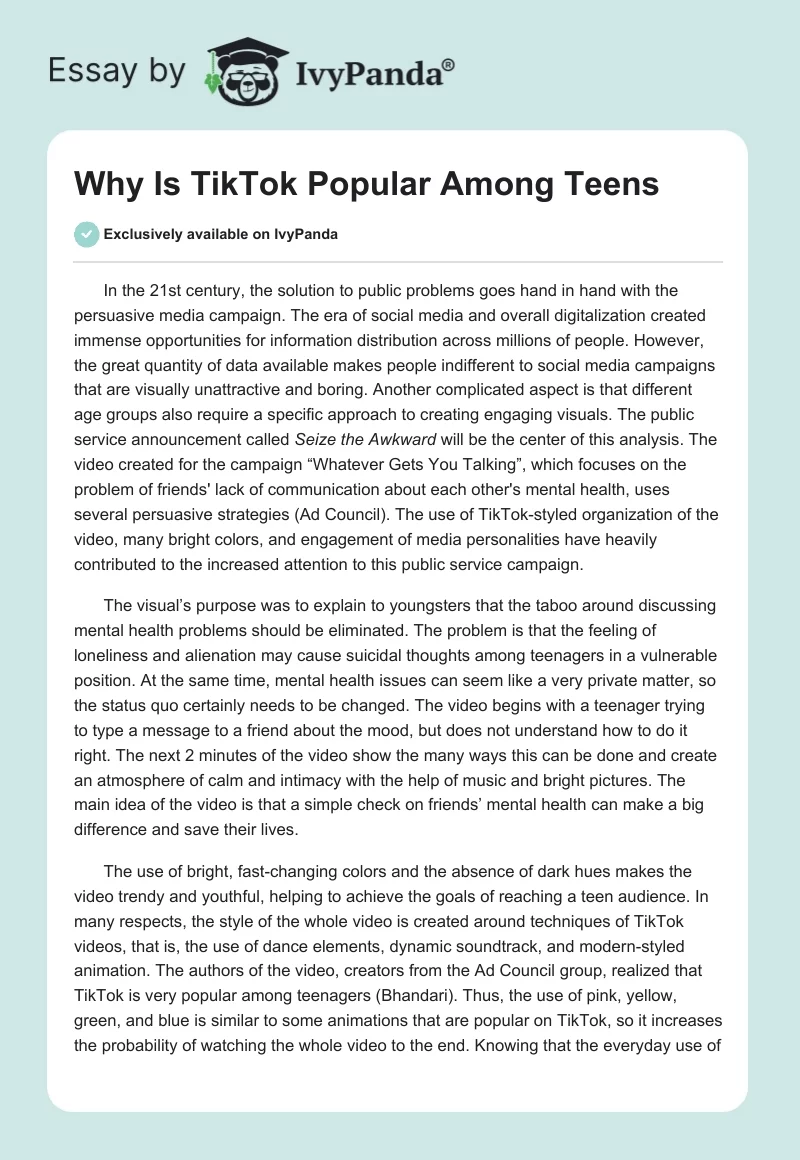 Why Is TikTok Popular Among Teens. Page 1