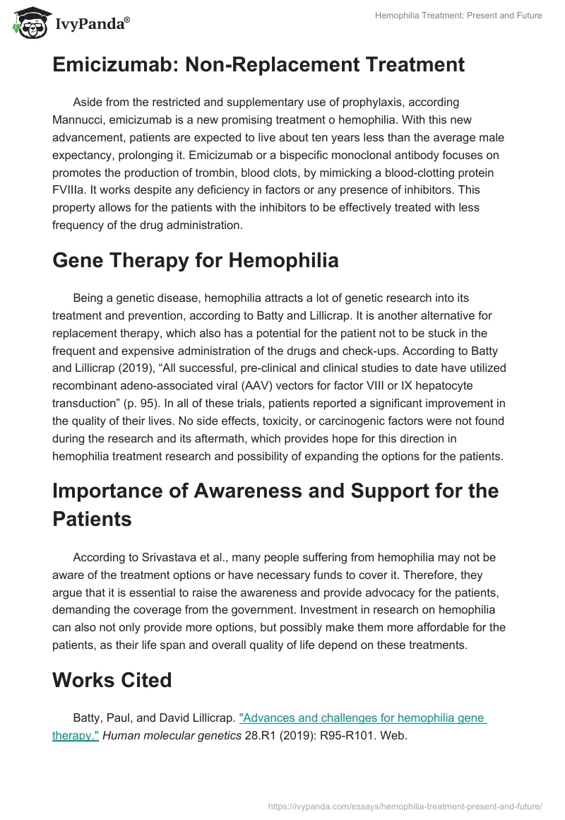 Hemophilia Treatment: Present and Future. Page 2
