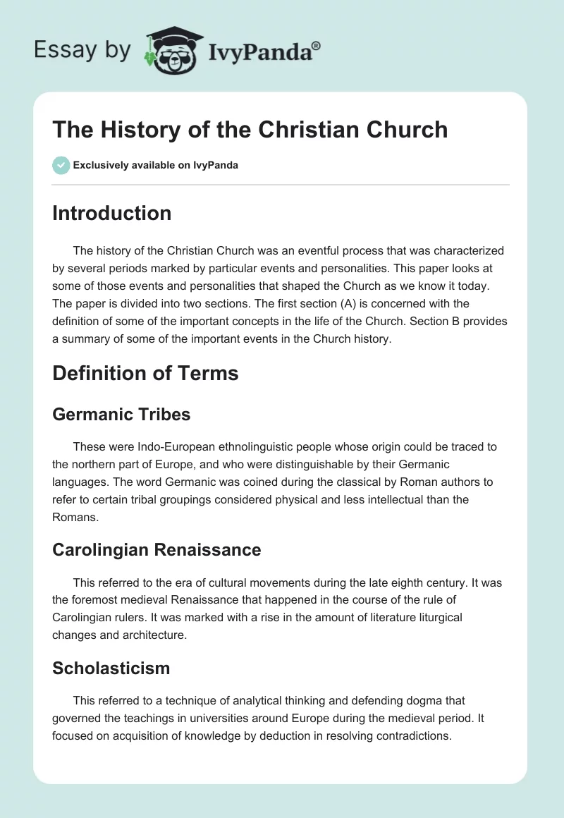 The History of the Christian Church. Page 1