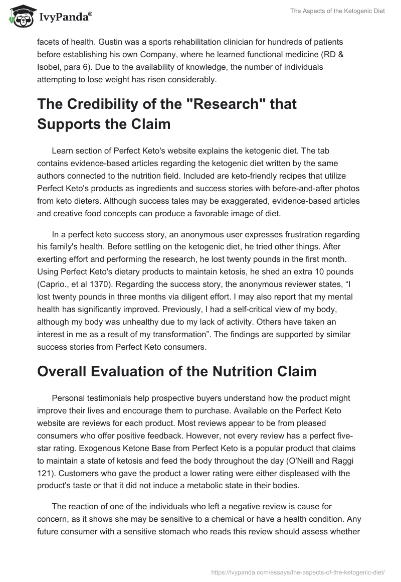 The Aspects of the Ketogenic Diet. Page 2