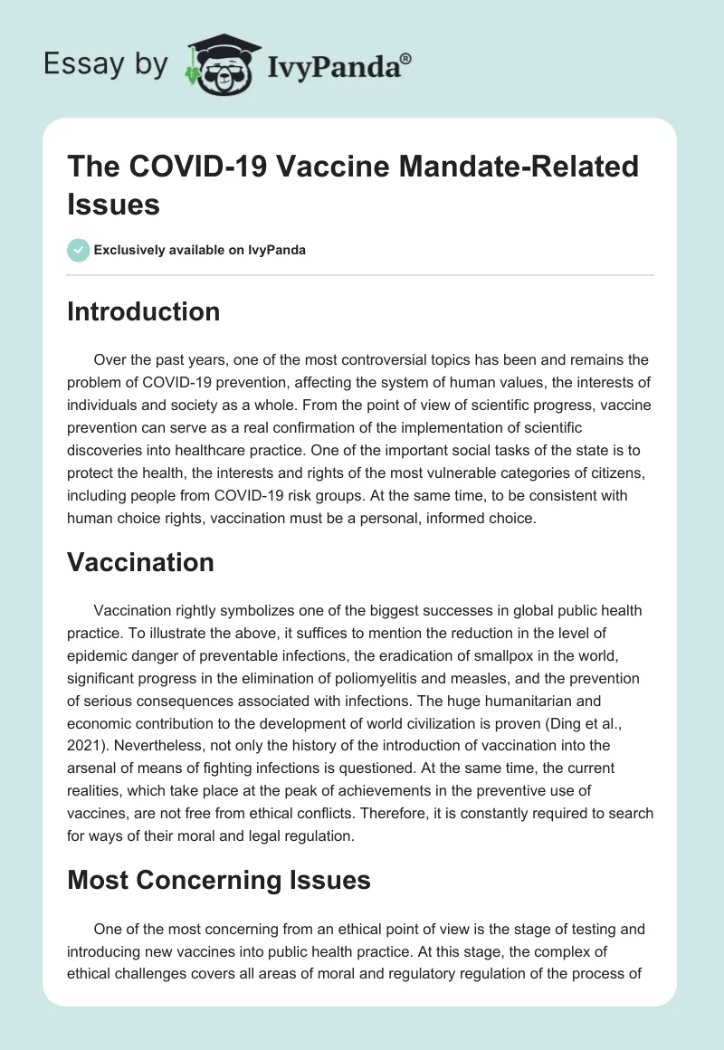 The COVID-19 Vaccine Mandate-Related Issues. Page 1
