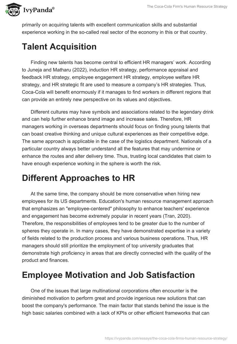 The Coca-Cola Firm's Human Resource Strategy. Page 2