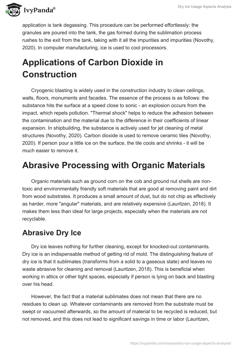 Dry Ice Usage Aspects Analysis. Page 3