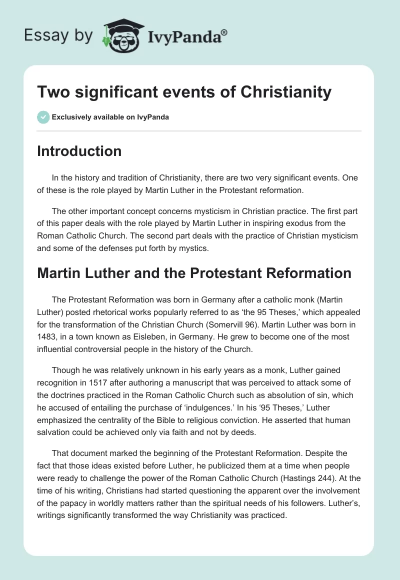 Two Significant Events of Christianity. Page 1