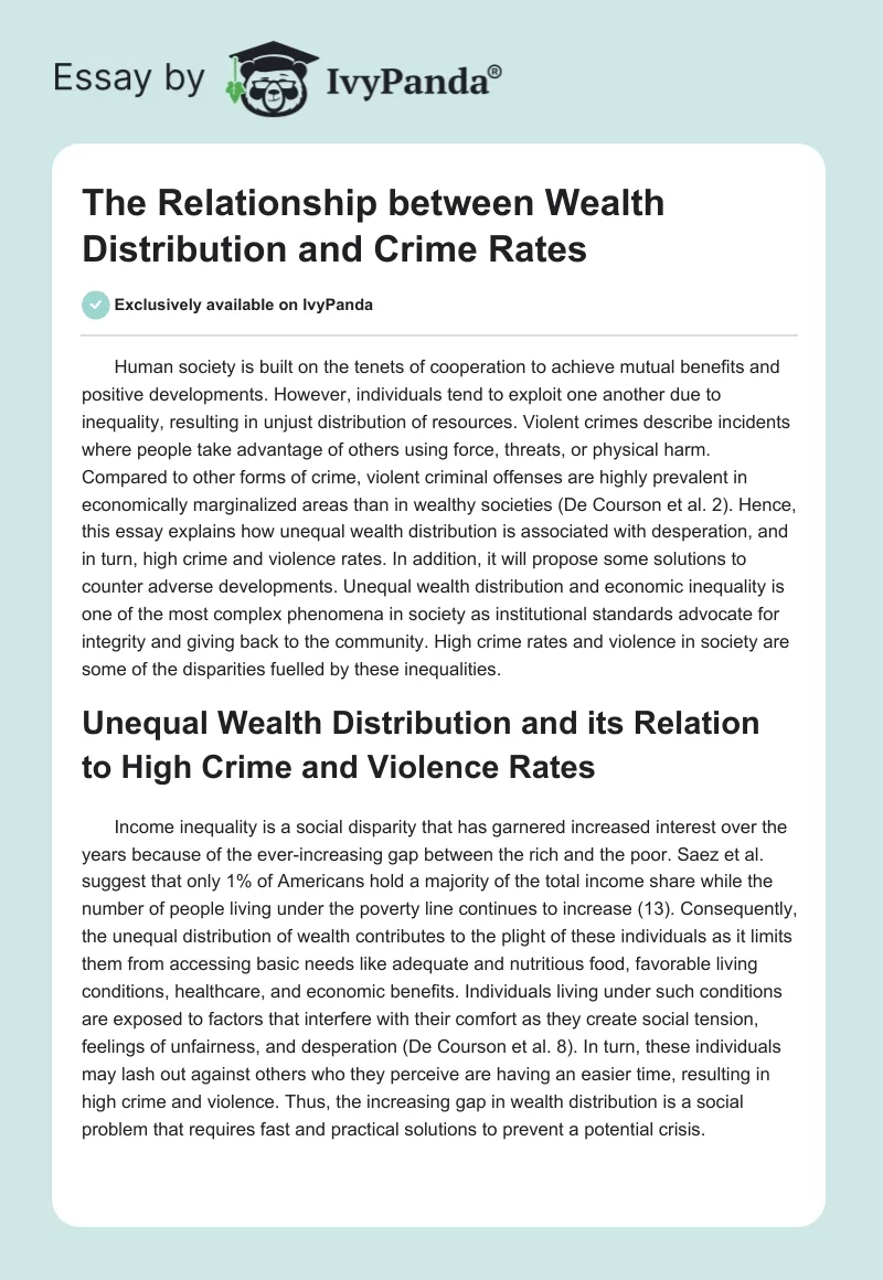 The Relationship Between Wealth Distribution and Crime Rates. Page 1