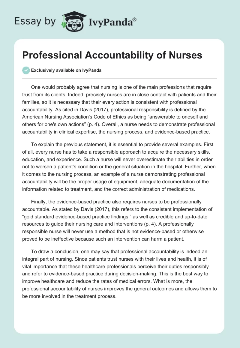 Professional Accountability of Nurses. Page 1