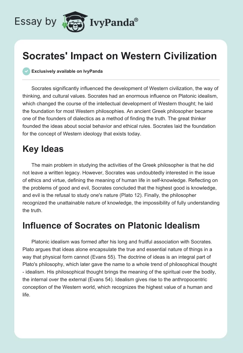 Socrates' Impact on Western Civilization. Page 1