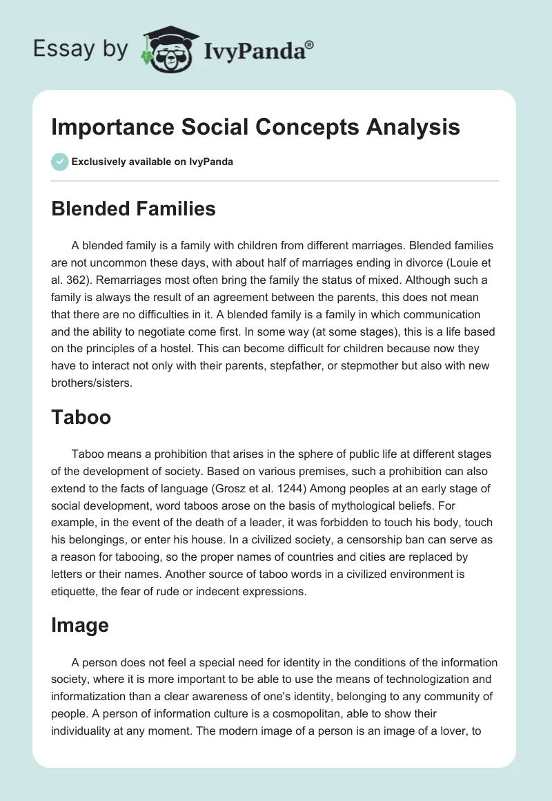 Importance Social Concepts Analysis. Page 1