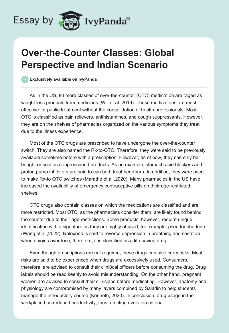 Over-the-Counter Classes: Global Perspective and Indian Scenario. Page 1