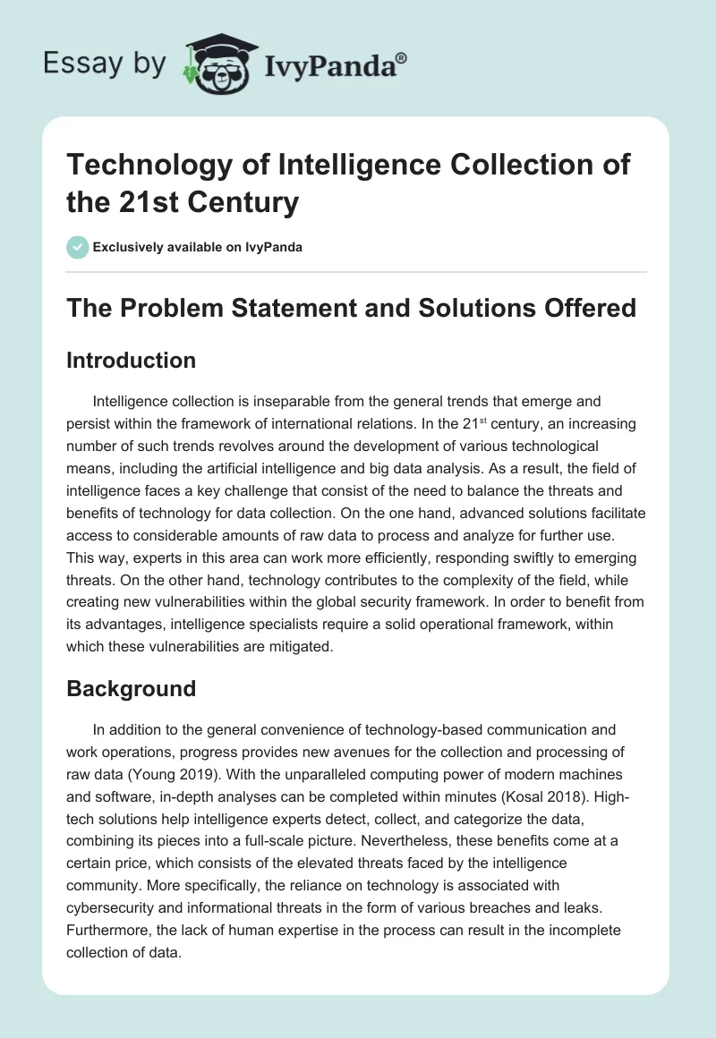 Technology of Intelligence Collection of the 21st Century. Page 1