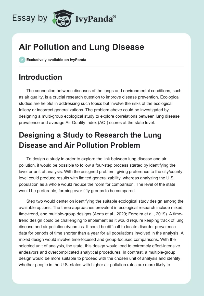 Air Pollution and Lung Disease. Page 1