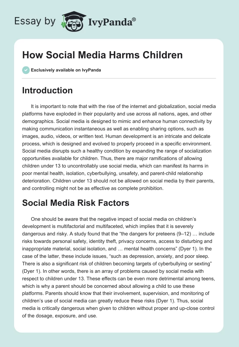 How Social Media Harms Children. Page 1