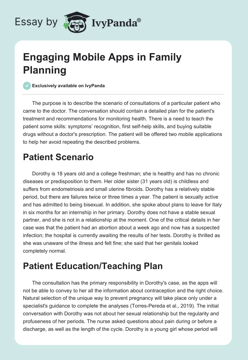 Engaging Mobile Apps in Family Planning. Page 1
