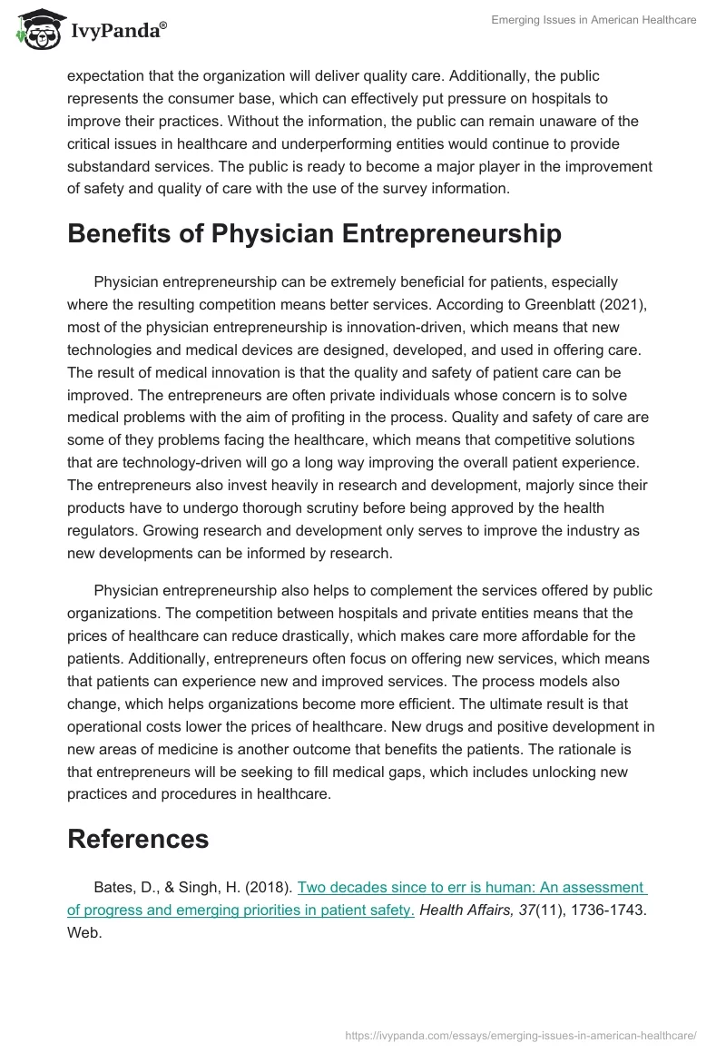 Emerging Issues in American Healthcare. Page 3