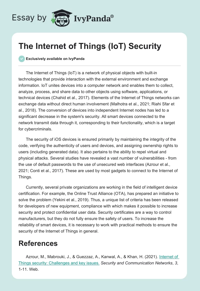 The Internet of Things (IoT) Security. Page 1