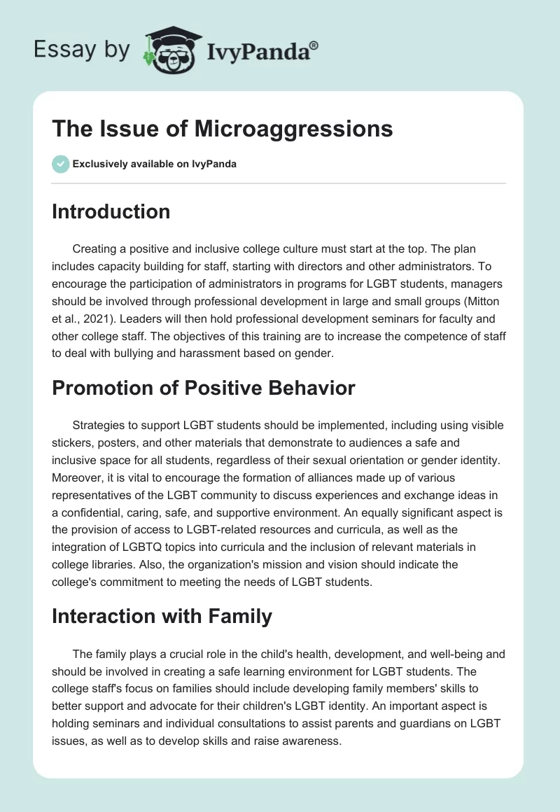 The Issue of Microaggressions. Page 1
