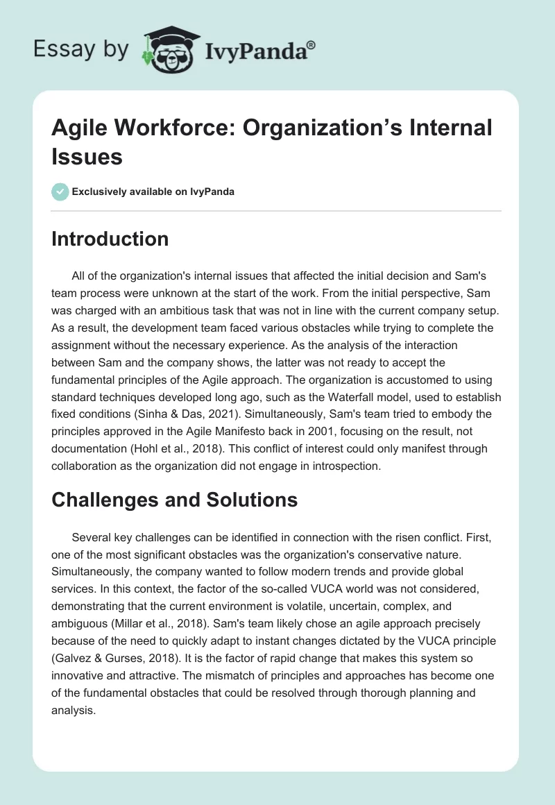 Agile Workforce: Organization’s Internal Issues. Page 1