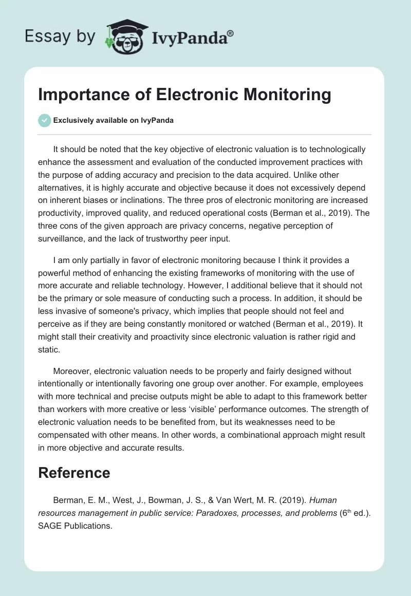 Importance of Electronic Monitoring. Page 1