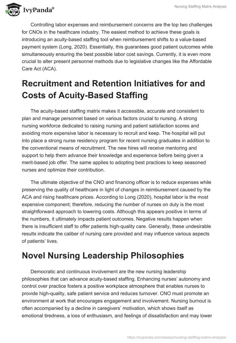 Nursing Staffing Matrix Analysis. Page 2