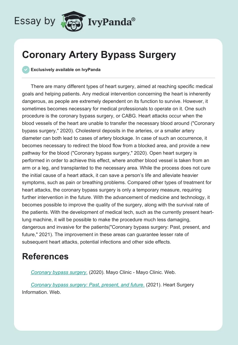 Coronary Artery Bypass Surgery. Page 1
