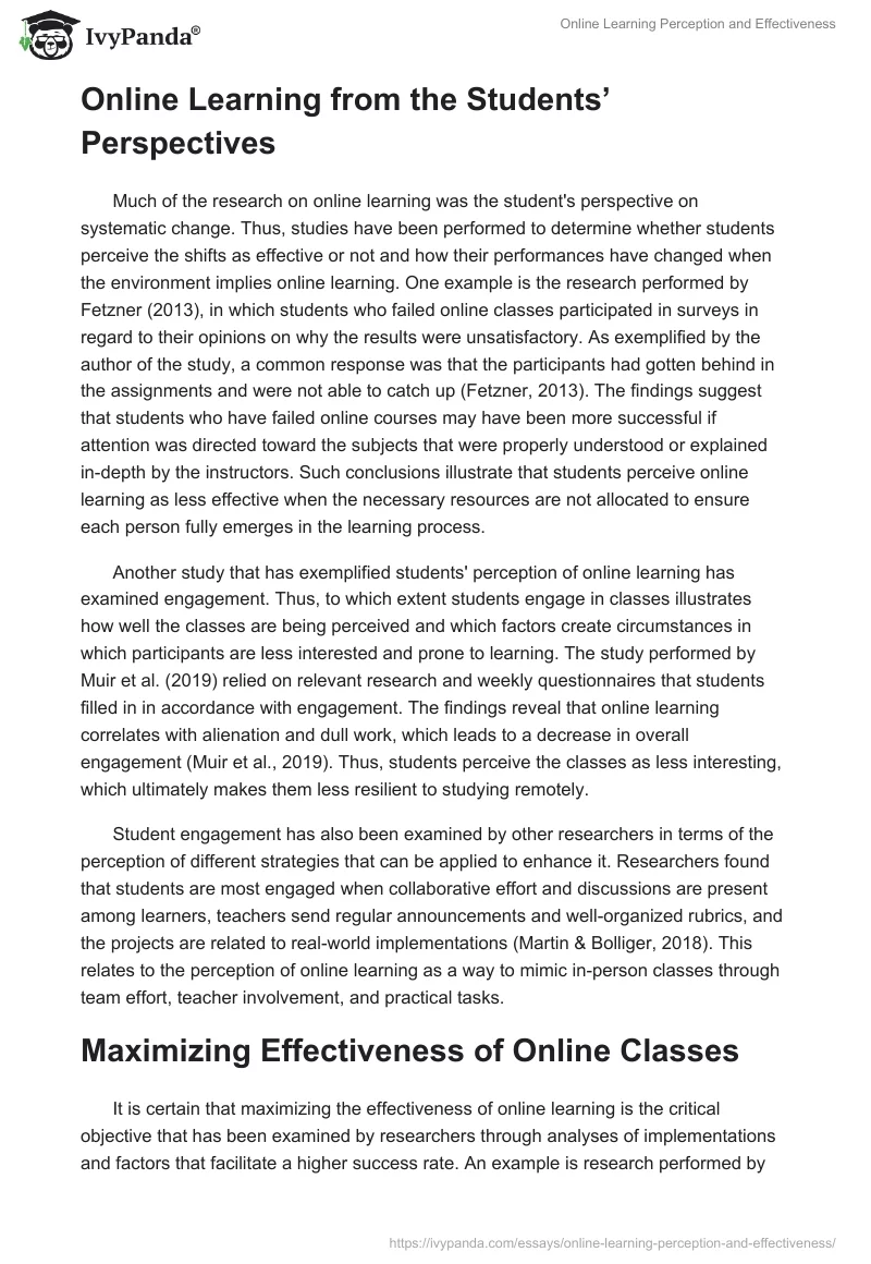 Online Learning Perception and Effectiveness. Page 2