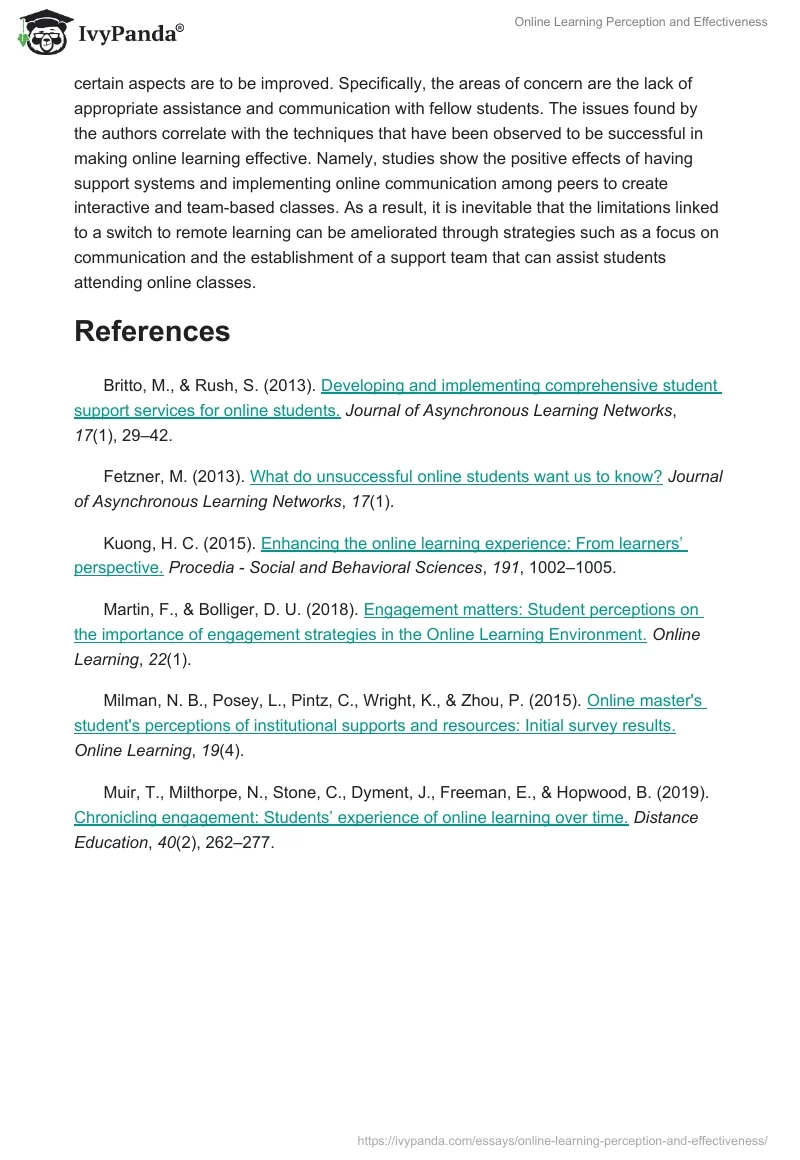 Online Learning Perception and Effectiveness. Page 4