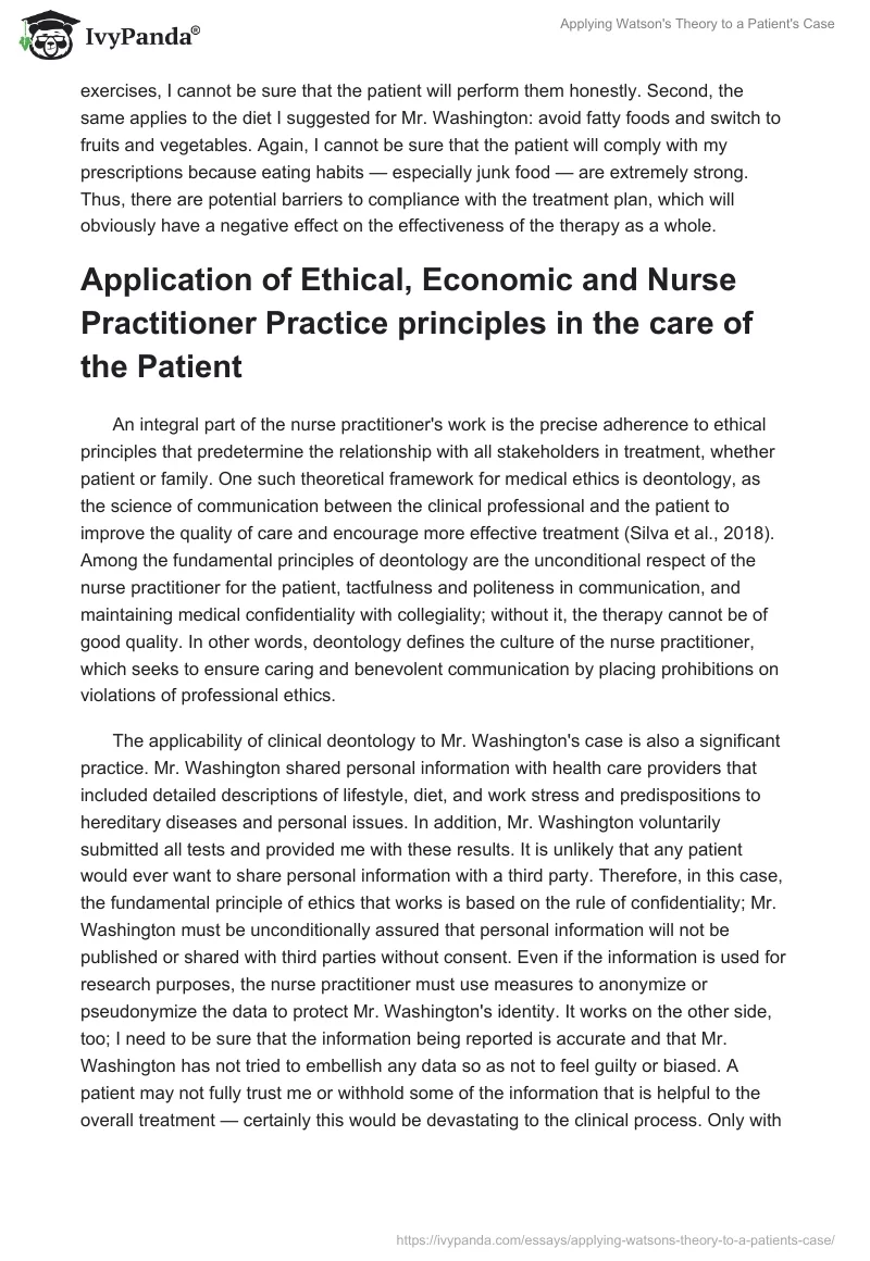 Applying Watson's Theory to a Patient's Case. Page 4