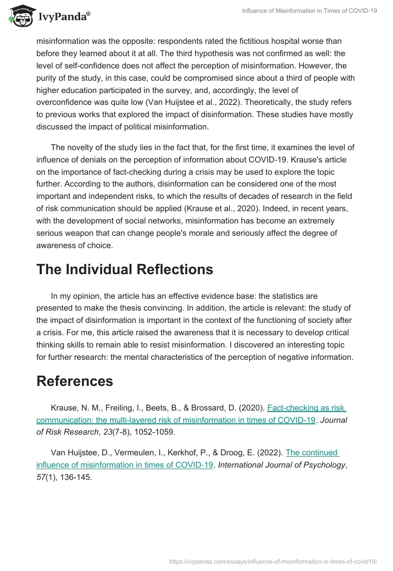 Influence of Misinformation in Times of COVID‐19. Page 2