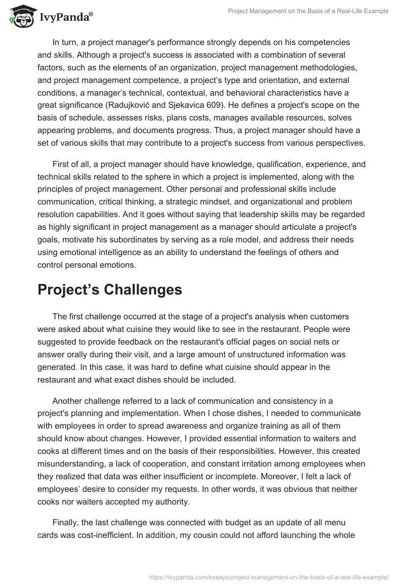Project Management on the Basis of a Real-Life Example. Page 3