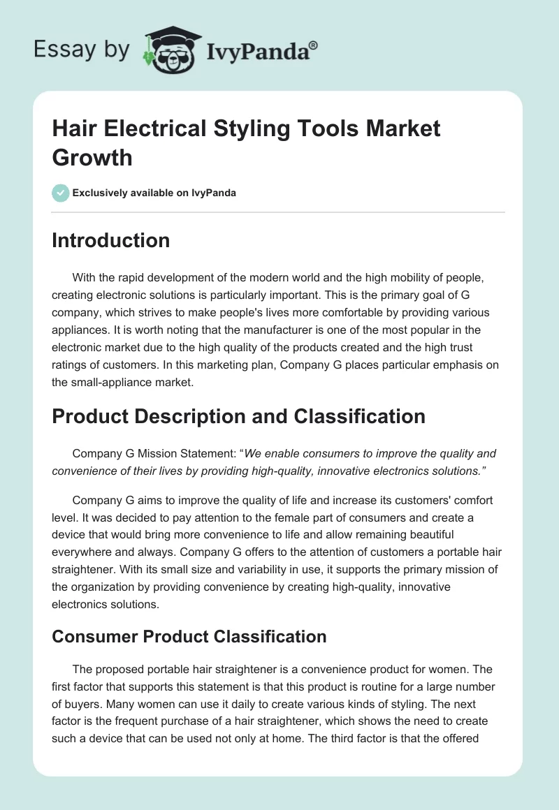 Hair Electrical Styling Tools Market Growth. Page 1