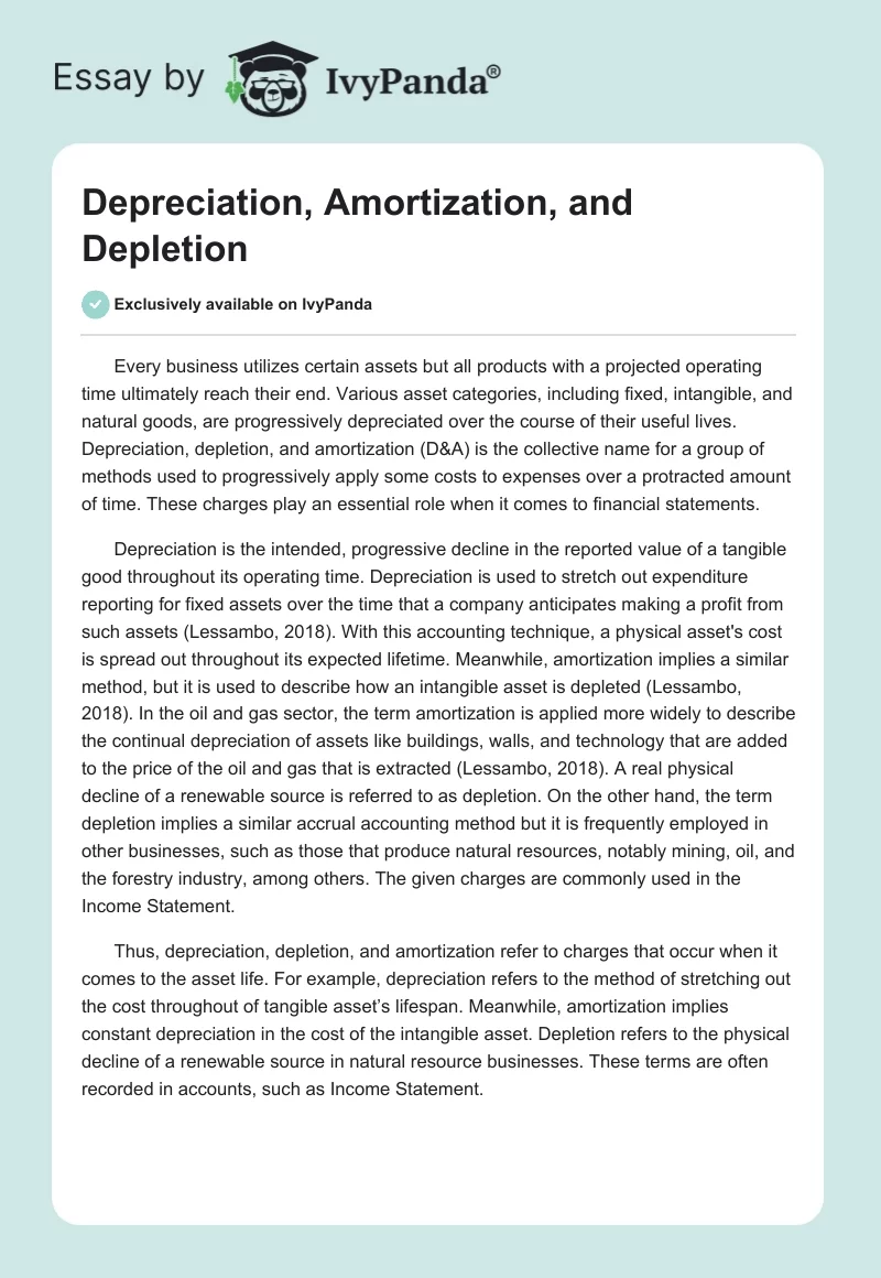 Depreciation, Amortization, and Depletion. Page 1