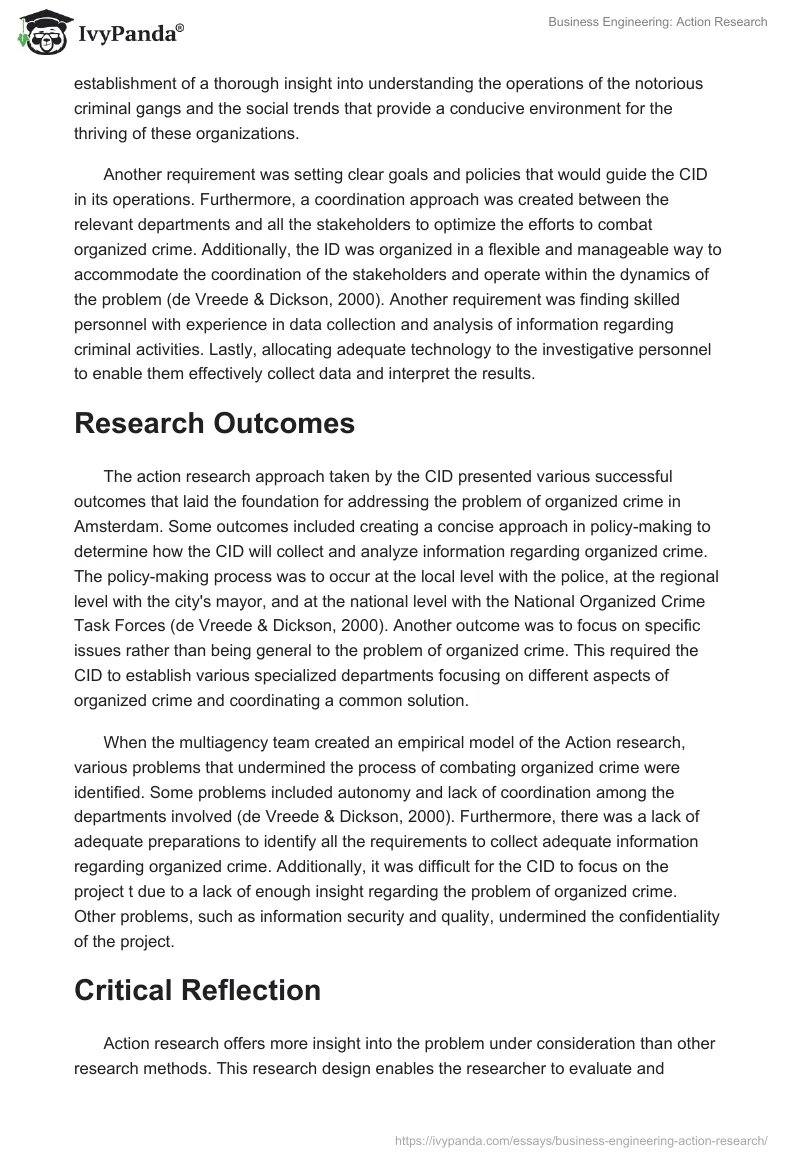Business Engineering: Action Research. Page 4