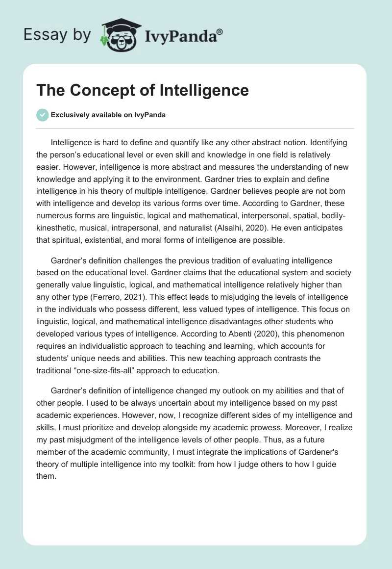 The Concept of Intelligence. Page 1