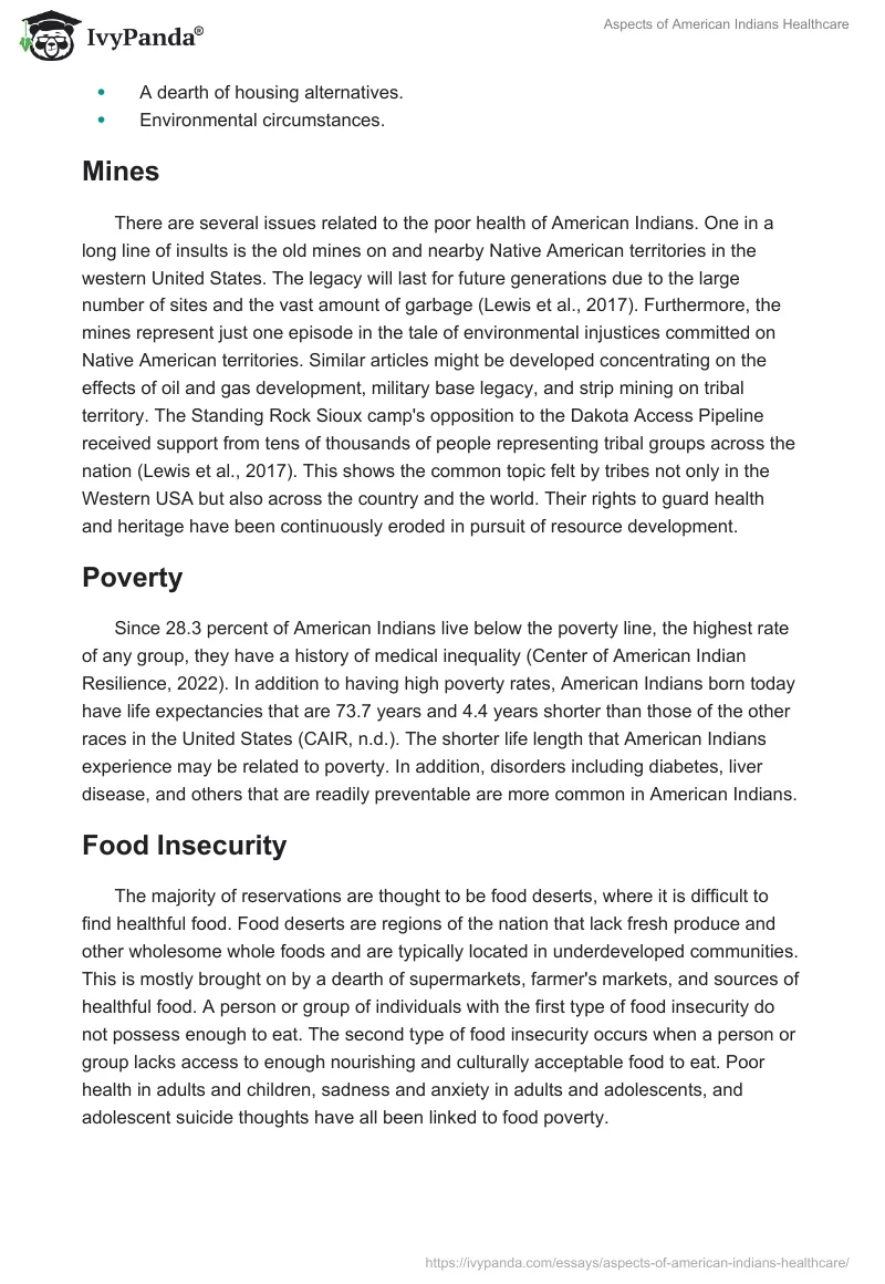 Aspects of American Indians Healthcare. Page 2