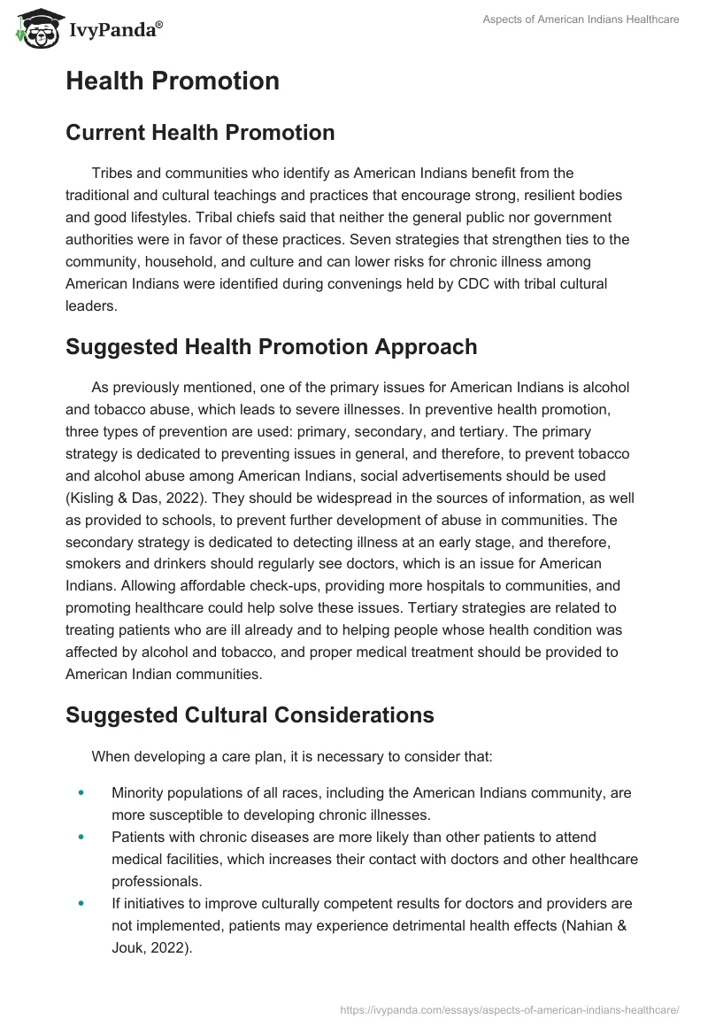 Aspects of American Indians Healthcare. Page 3