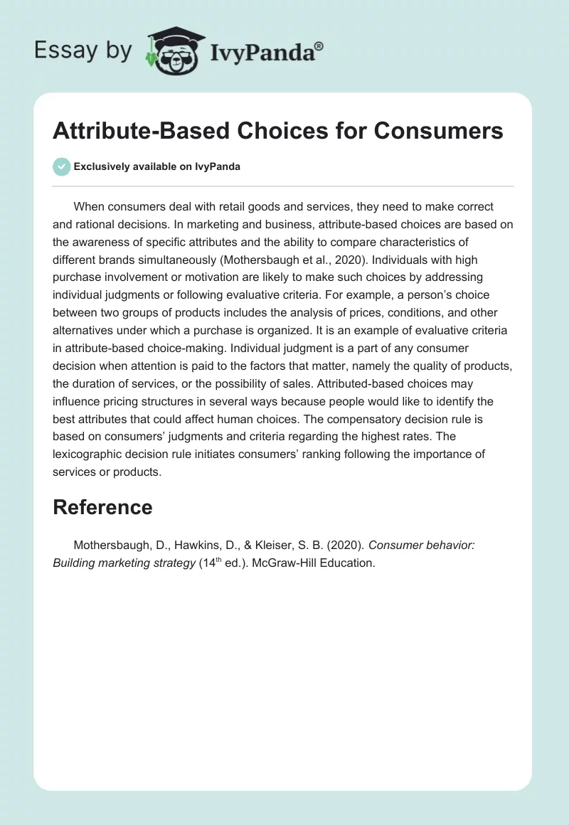Attribute-Based Choices for Consumers. Page 1