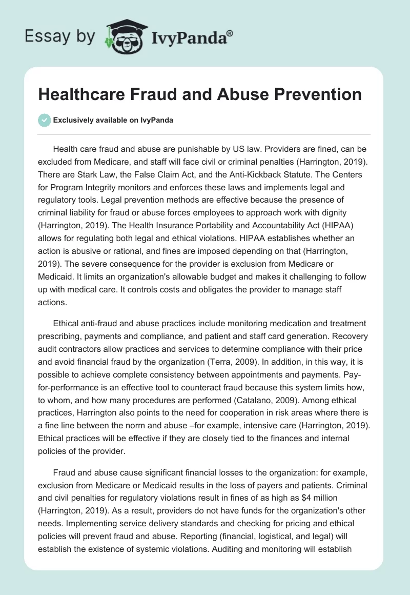 Healthcare Fraud and Abuse Prevention. Page 1