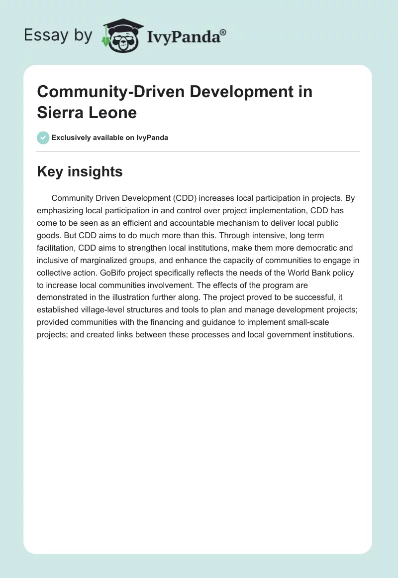 Community-Driven Development in Sierra Leone. Page 1