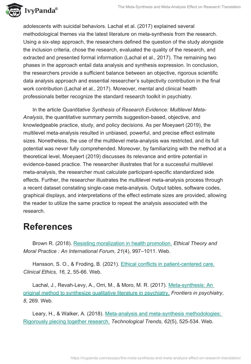 The Meta-Synthesis and Meta-Analysis Effect on Research Translation. Page 2