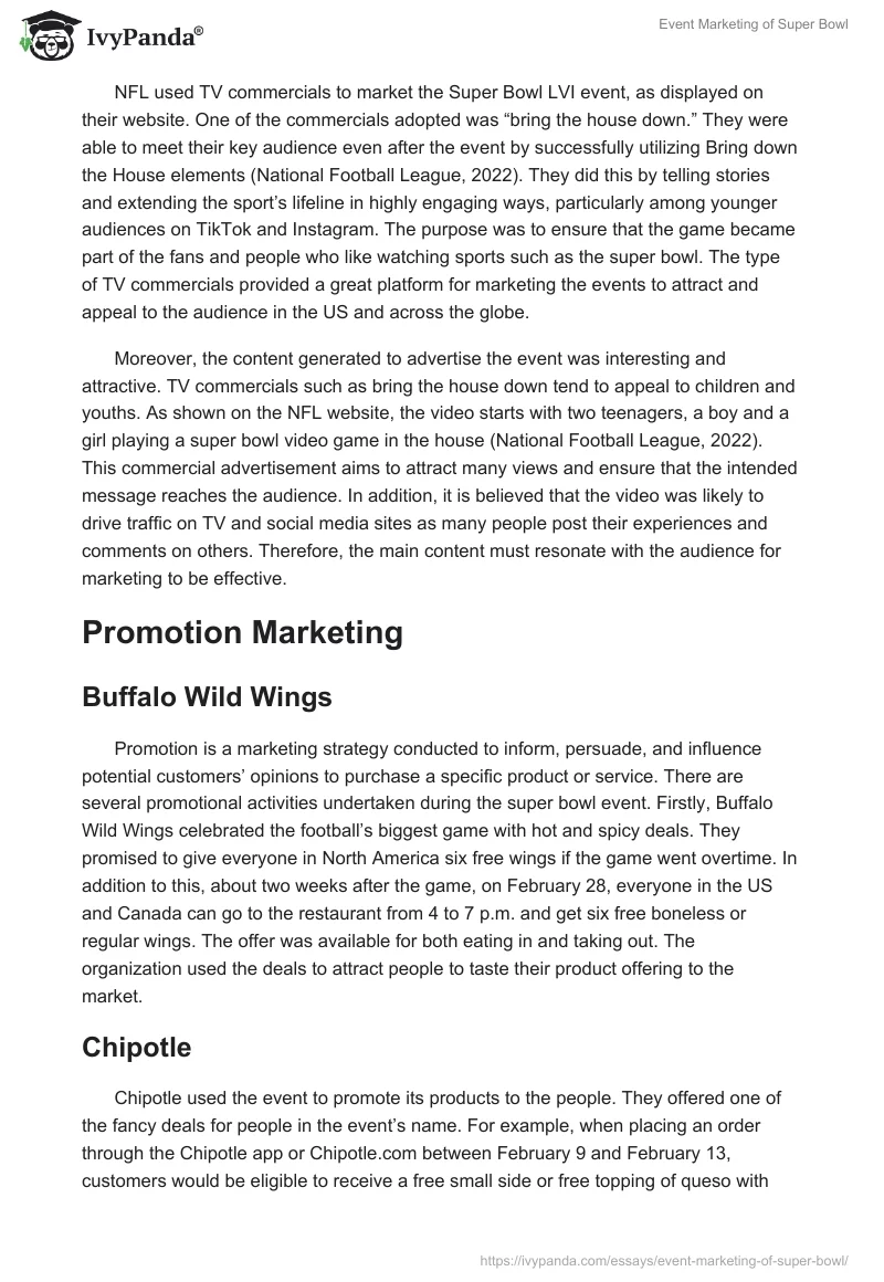 Event Marketing of Super Bowl. Page 3