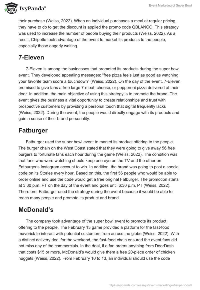 Event Marketing of Super Bowl. Page 4