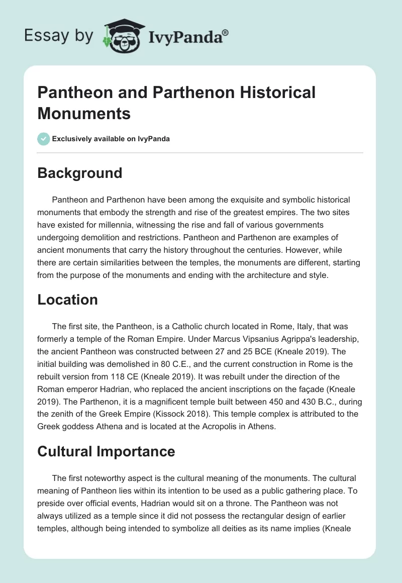 Pantheon and Parthenon Historical Monuments. Page 1
