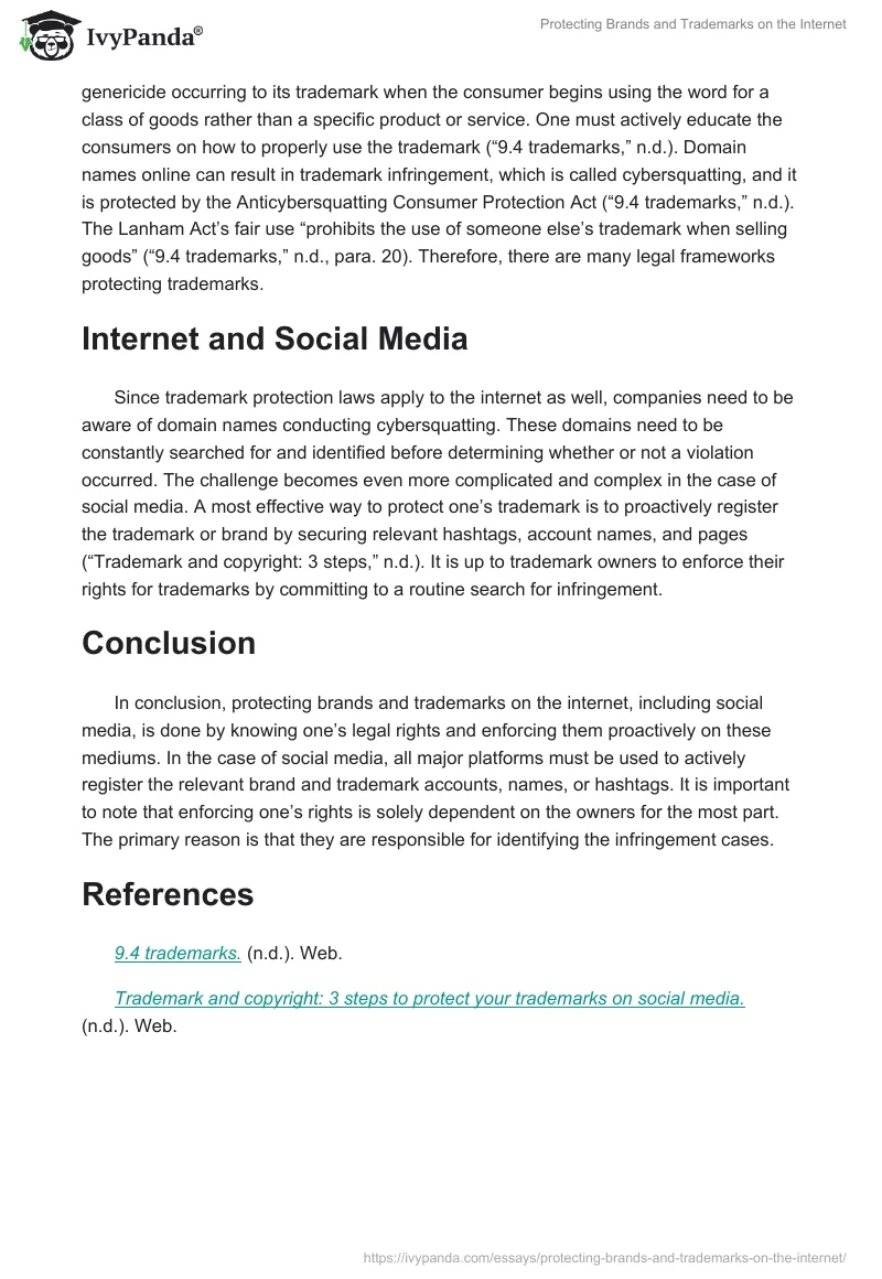Protecting Brands and Trademarks on the Internet. Page 2
