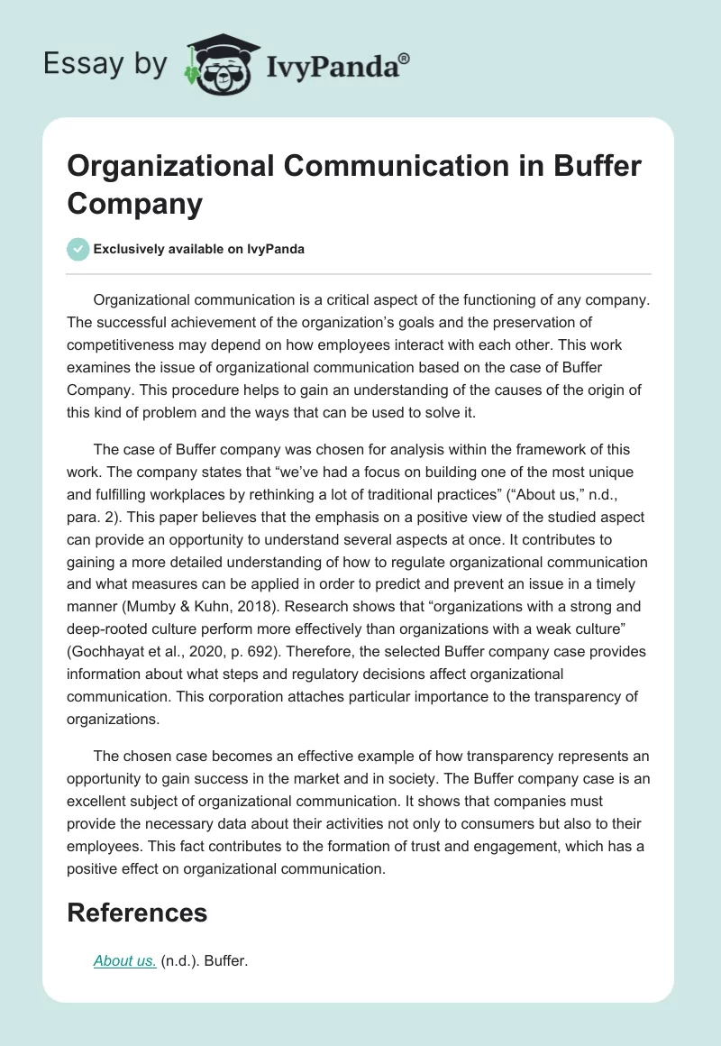 Organizational Communication in Buffer Company. Page 1