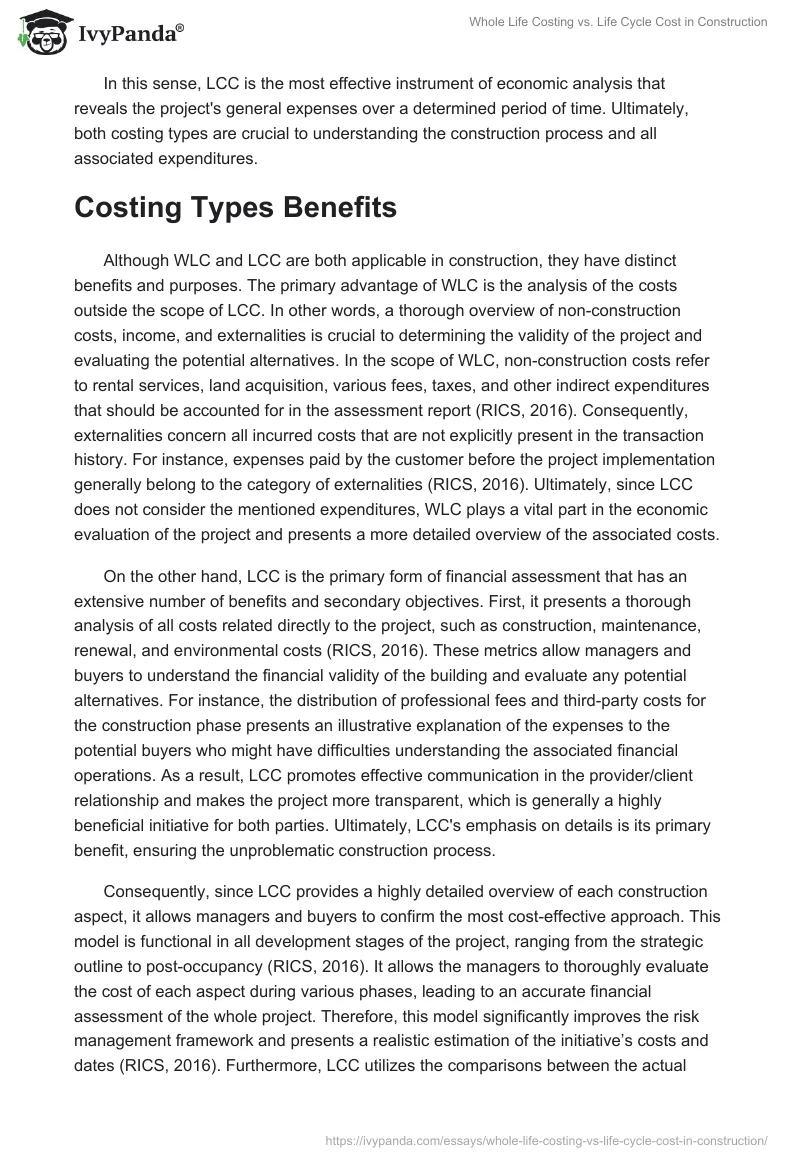 Whole Life Costing vs. Life Cycle Cost in Construction. Page 2