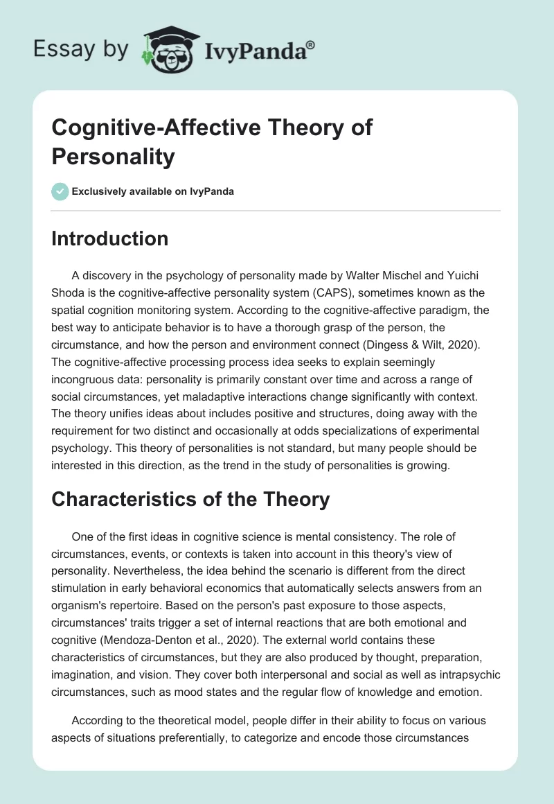 Cognitive-Affective Theory of Personality. Page 1