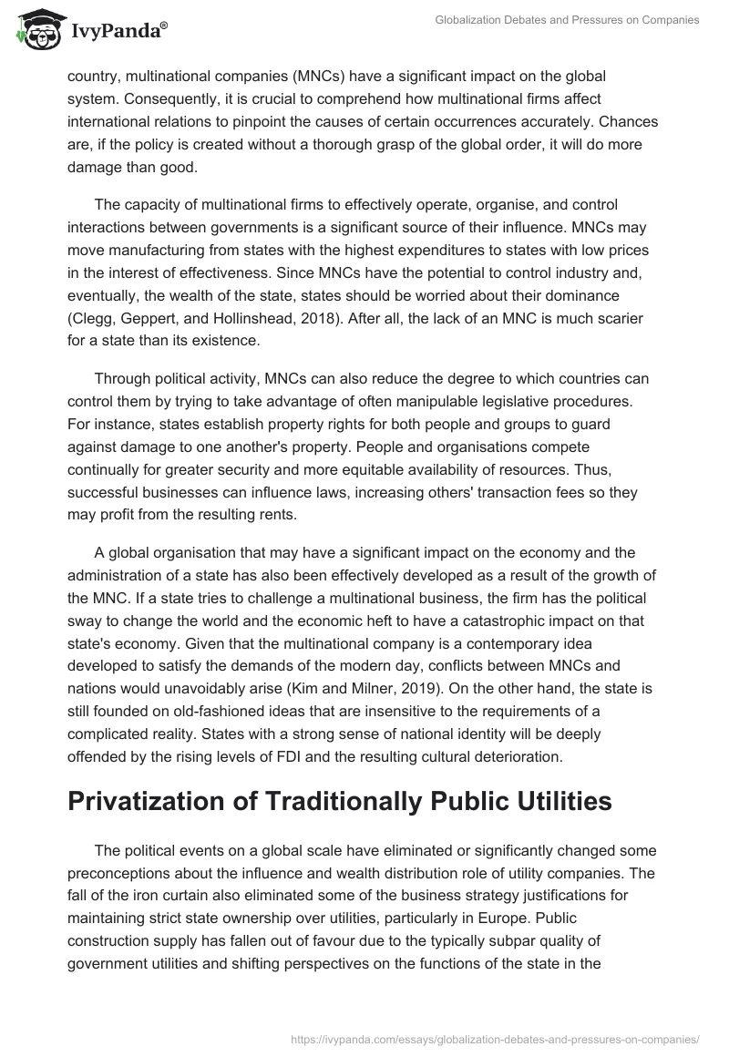 Globalization Debates and Pressures on Companies. Page 2