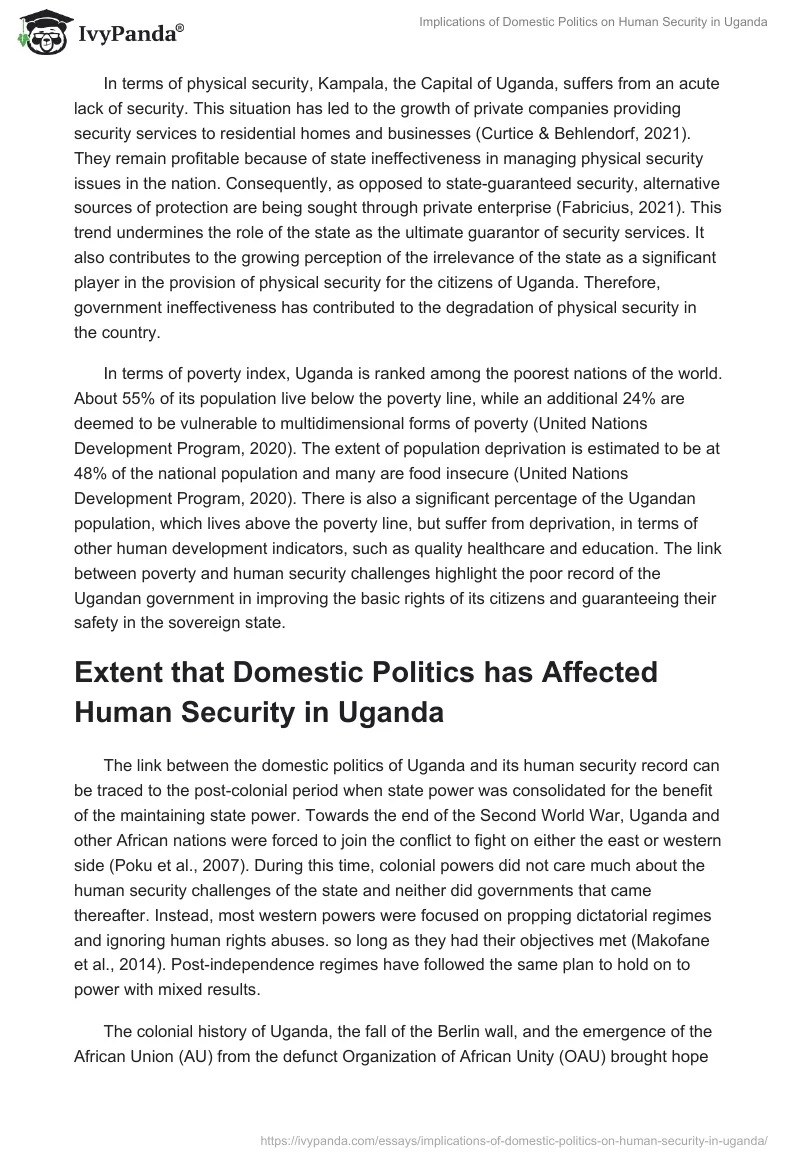 Implications of Domestic Politics on Human Security in Uganda. Page 4