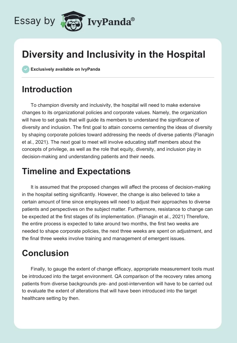Diversity and Inclusivity in the Hospital. Page 1