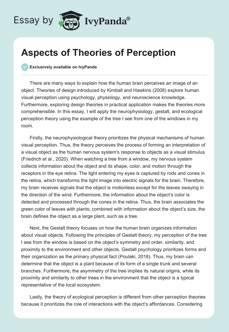 Aspects of Theories of Perception. Page 1